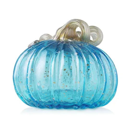 Glitzhome&reg; Small Glass Pumpkin, Blue {7}