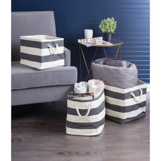 DII&reg; Small Rectangle Stripes Paper Bin Black {4}