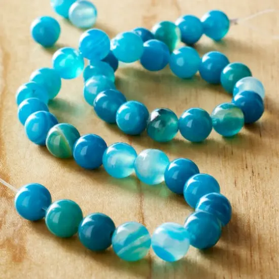 Blue Striped Agate Round Beads, 6mm by Bead Landing&trade; {3}