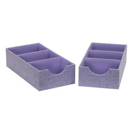 Household Essentials 3-Compartment Drawer Organizers, 2ct. Purple {1}