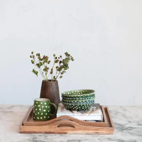 Hello Honey&reg; Natural Square Acacia Wood Handled Stacking Tray Set {3}