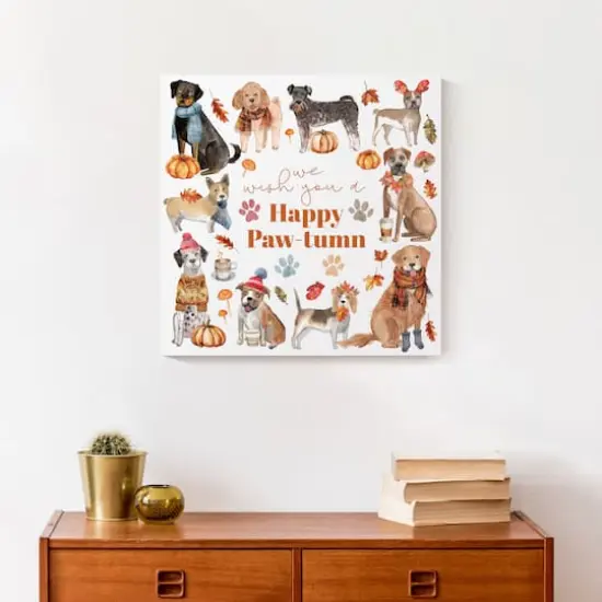 Happy Paw-tumn 16" x 16" Canvas Wall Art {5}