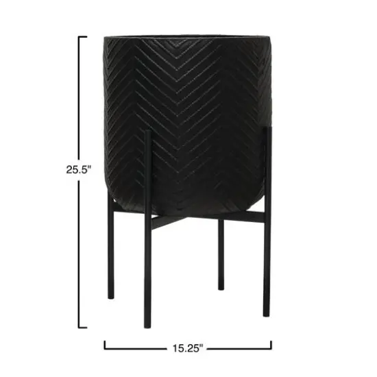 Hello Honey&reg; 25.5" Black Metal Planter with Stand {6}