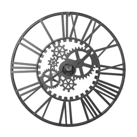Black Industrial Metal Wall Clock {4}