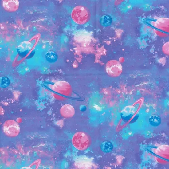 Fabric Traditions Pastel Planets Glitter Cotton Fabric {1}