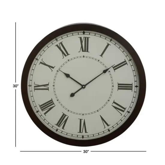 Black Traditional Metal Wall Clock, 30" x 30" {5}