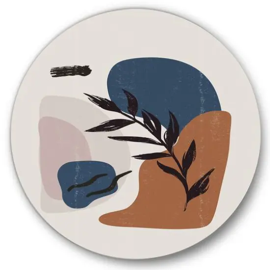 Designart - Botanical Vintage Print Boho Minimalist - Modern Metal Circle Wall Art {1}