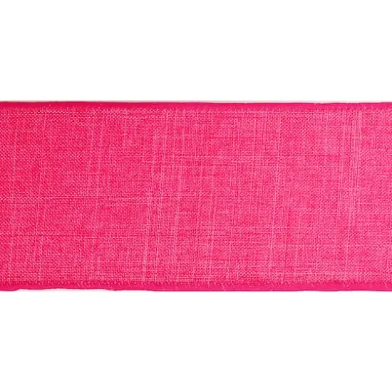 2.5" x 25ft. Faux Linen Wired Ribbon by Celebrate It&trade; D&eacute;cor Magenta {4}