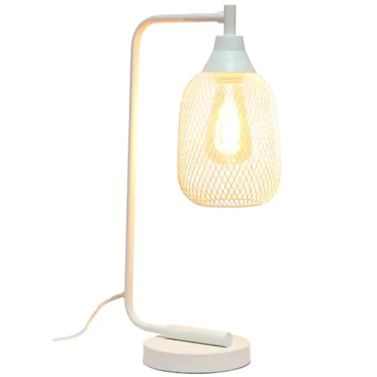 Lalia Home 19" Industrial Mesh Desk Lamp White {3}