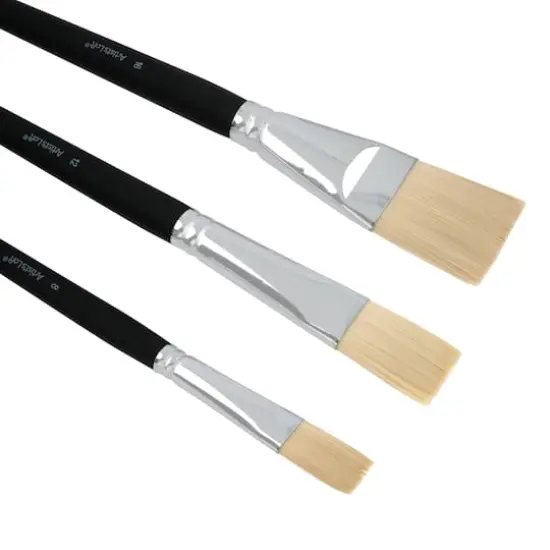 Flat White Taklon 3 Piece Long Handle Oil & Acrylic Brush Set by Artist's Loft® {3}