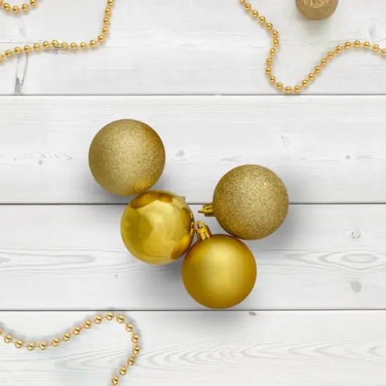 12ct. 4" 4-Finish Gold Shatterproof Ball Ornaments {3}