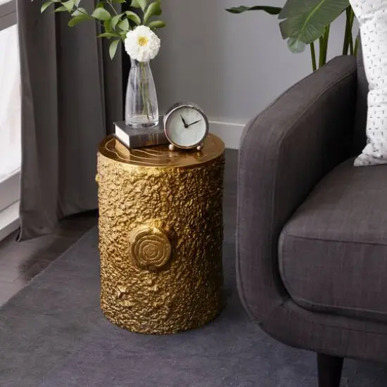 17" Gold Textured Contemporary Stool {8}