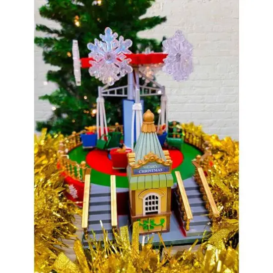 Animated Christmas Carousel Village Decoration {5}