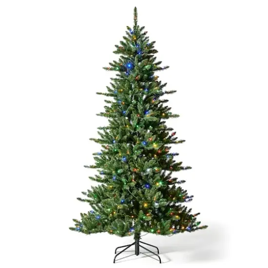 7.5ft. Pre-Lit Green Slim Fir Christmas Tree, Color Changing LED Lights {1}