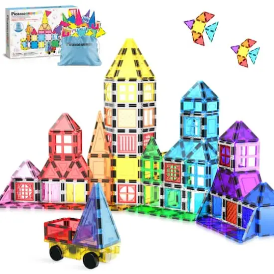 PicassoTiles 61-Piece Magnetic Tile Set with Windows & Doors {1}