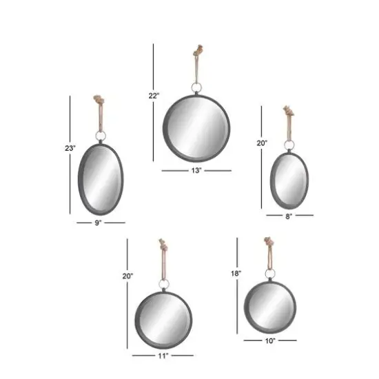 Gray Metal Glam Hanging Wall Mirrors, 5ct. {8}