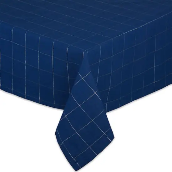 Blue Metallic Windowpane Tablecloth 60" x 84" {4}