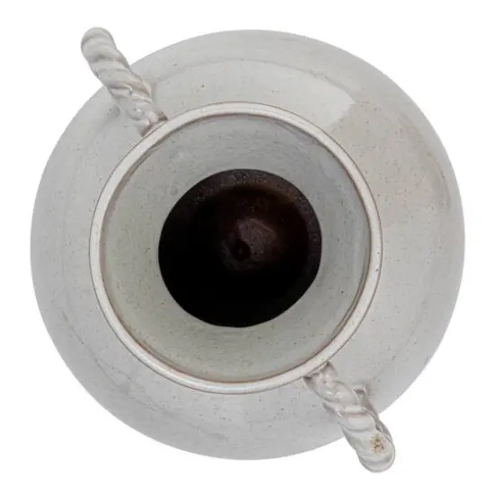 Hello Honey&reg; 9.25" Cream Reactive Glaze Stoneware Vase with Twisted Handle {10}