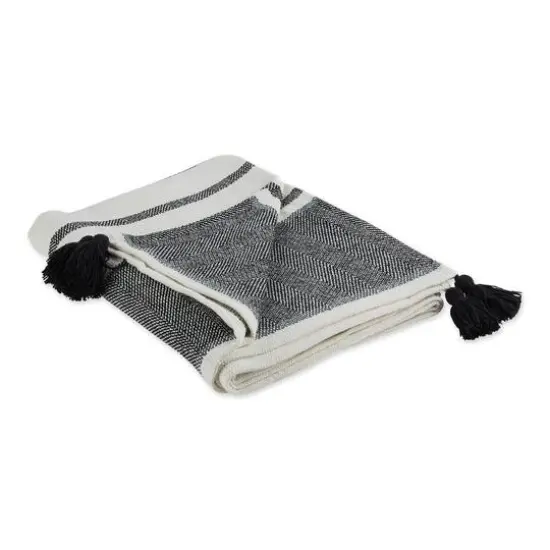 DII&reg; Black & Mineral 2-Tone Chevron Stripe Throw {1}