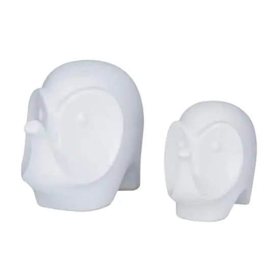 Set of 2 White Stoneware Contemporary Sculpture, 7", 6" {1}