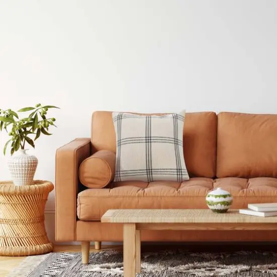 Hello Honey&reg; 20'' Square Gray Plaid Cotton Pillow Cover {4}