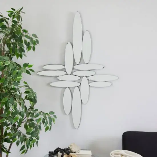 Silver Glass Frameless Wall Mirror 40" x 1" x 28" {8}