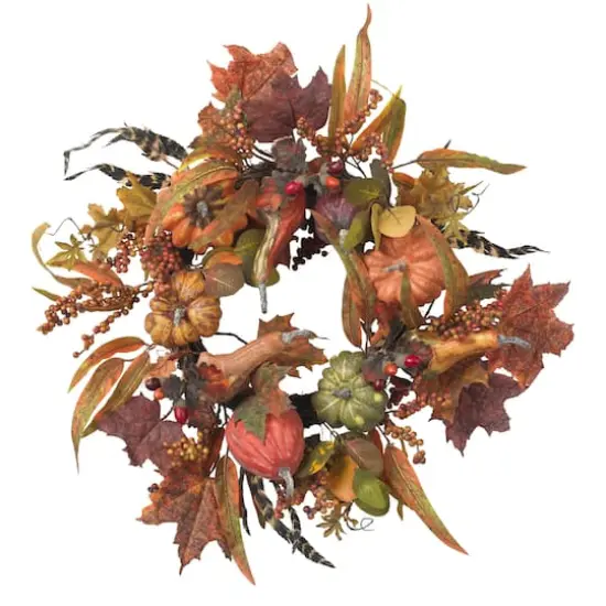 24" Pumpkin & Berry Wreath {1}