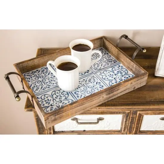 Natural Brown Wood Farmhouse Tray Set {8}