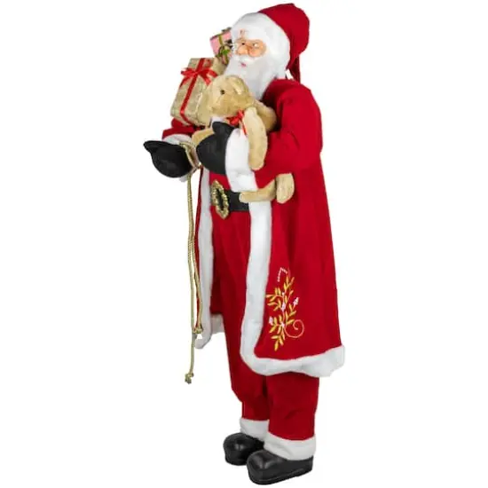 5ft. Traditional Santa Claus with Teddy Bear & Gift Bag Standing Christmas Figure {5}