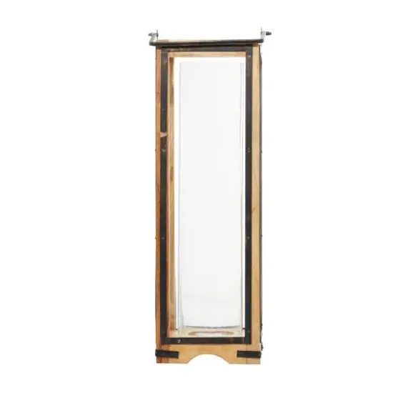 Brown Mango Wood Traditional Candle Holder Lantern, 31" x 8" x 8" {7}