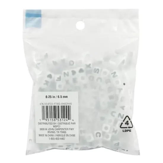 Black & White Alphabet Beads by Creatology&trade;, 6.5mm {5}