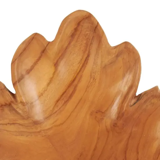 Brown Teak Wood Leaf Tray Set {4}
