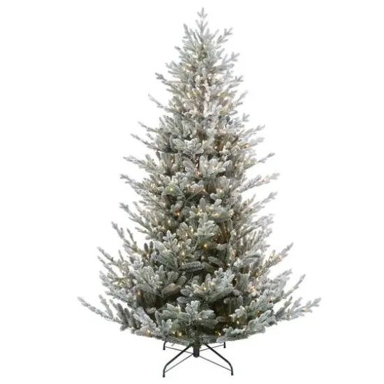 6.5ft. Pre-Lit Real Touch&trade;️ Flocked Little River Fir Artificial Christmas Tree, Clear Lights {1}