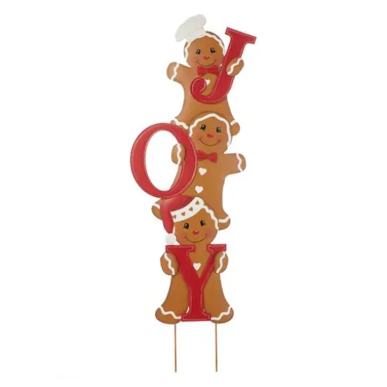 Glitzhome&reg; 46.75'' JOY Gingerbread Man Metal Yardstakes {8}