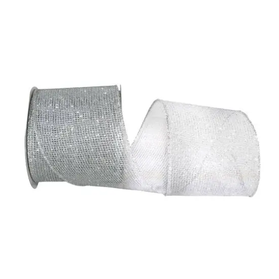 Reliant 4" x 10yd. Glitter Web Mesh Wired Metallic Ribbon Silver {1}