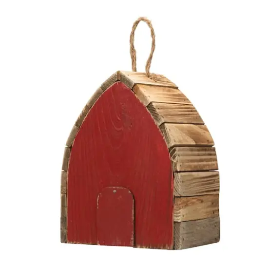 Glitzhome&reg; 8.5" Washed Red Distressed Wood Birdhouse {8}