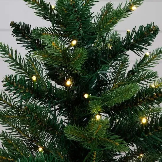 2ft. Pre-Lit Artificial Classic Christmas Tree with 35 Warm White LED Lights in Gold Decorative Planter {8}