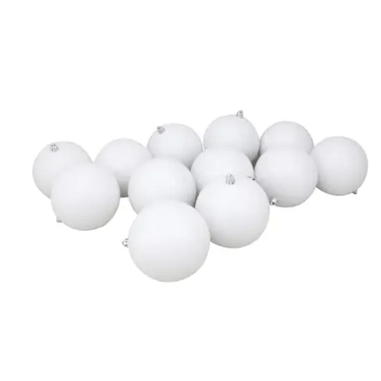 12ct. 4" Winter White Shatterproof Matte Christmas Ball Ornaments {1}