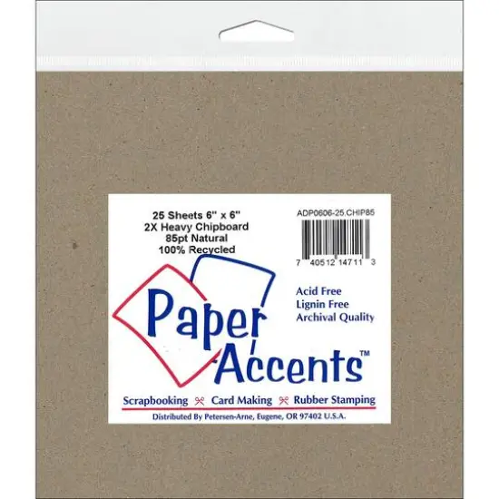PA Paper&trade; Accents Natural 6" x 6" 85pt. Chipboard, 25 Sheets {1}