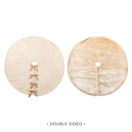 Glitzhome&reg; 60"D Reversible Twisted Faux Marten Fur Christmas Tree Skirt {3}