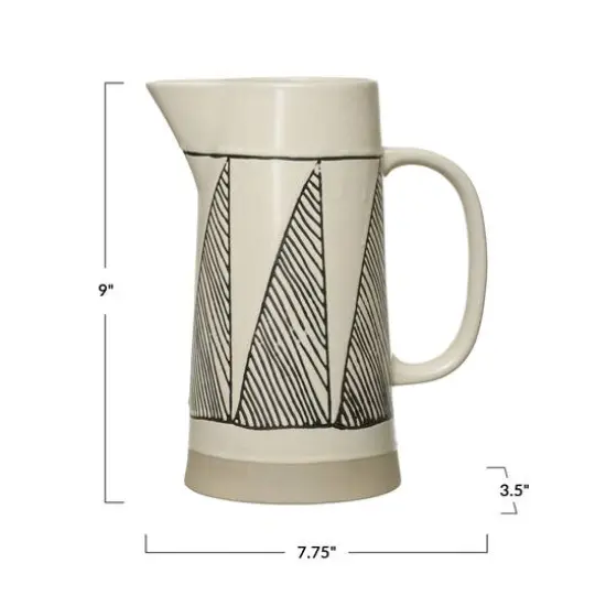 Hello Honey&reg; 9" Embossed Modern Black & White Stoneware Water Pitcher {3}