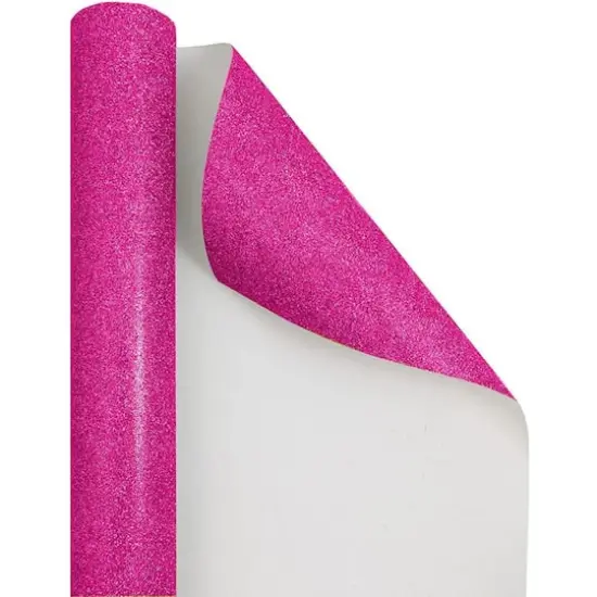 JAM Paper Hot Pink Glitter Gift Wrap, 2ct. {1}