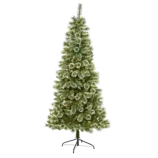 7ft. Unlit Wisconsin Slim Snow Tip Pine Artificial Christmas Tree {1}