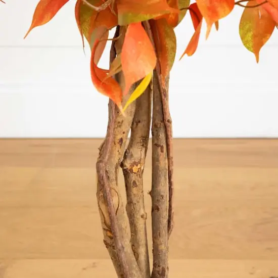 3ft. Orange & Yellow Autumn Ficus Artificial Potted Tree {5}