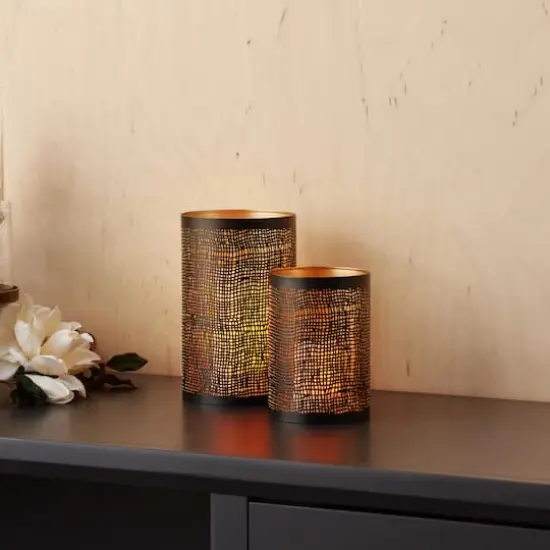 Abstract Punched Metal Candle Holder Set {5}