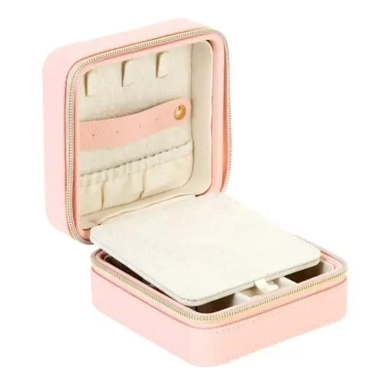 Ruby + Cash Blush Mini Faux Leather Zippered Travel Jewelry Organizer Box {5}