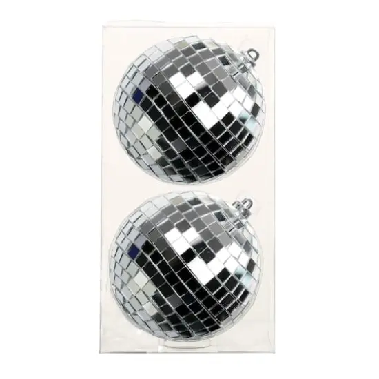 2 Pack 4" Mirror Disco Ball Ornaments by Ashland&reg; Silver {1}