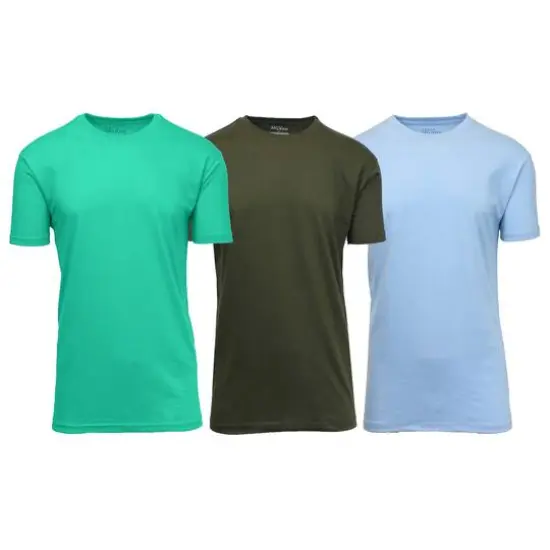 Galaxy By Harvic Crew Neck Men's T-Shirt 3 Pack Mint/Olive/Light Blue {1}