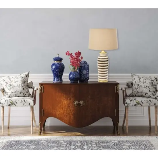 Hello Honey&reg; 2ft. Striped Ceramic & Metal Desk Lamp Gray {3}