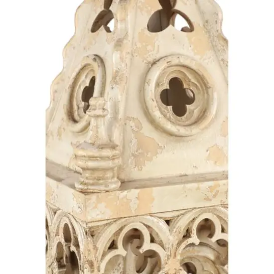 4.5ft. White Wood Vintage Candle Holder Lantern {8}